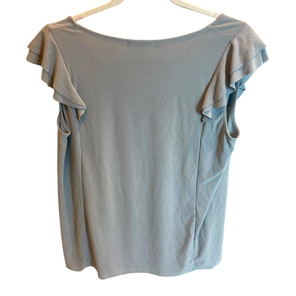 89th & Madison Grey Green Blouse with Ruffle Trim Size Large - Picture 2 of 3